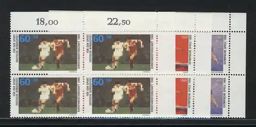 1353-1355 Sports Aide au football Tennis, saut artistique 1988, E-Vbl o.r. Set **