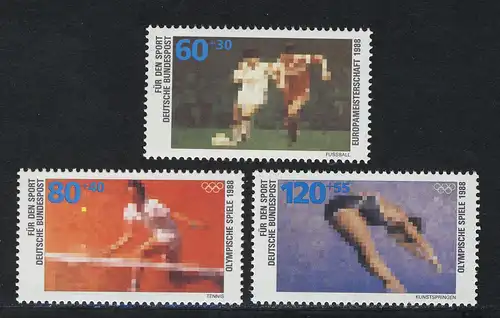 1353-1355 Sporthilfe Fußball Tennis, Kunstspringen 1988, Satz postfrisch **
