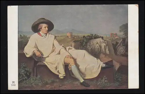 AK Poitrine de table: Goethe dans la Campagna près de Rome, inutilisé