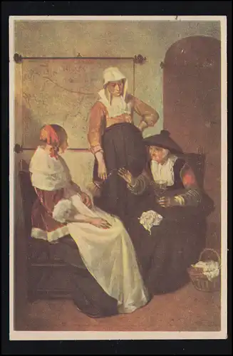 Künstler-AK van Brekelenkam: Vertrauliche Unterhaltung, HAGEN 25.5.44