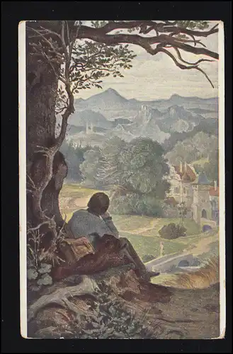 AK Artiste M.v. Vive: Sur la randonnée - Pause sous l'arbre, MUNICH 1910