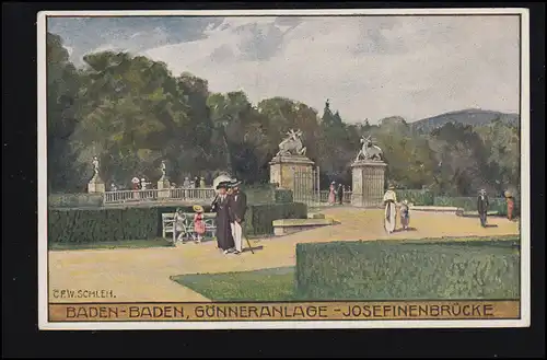 AK C.F.W. Schleh: Baden-Baden Gönneranlage Josefinenbrcuke, non utilisé