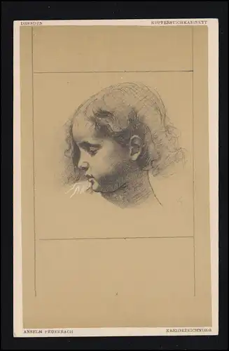 Artiste-AK Anselm Feuerbach: portrait de fille à gauche, non utilisé