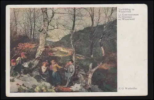 Künstler-AK F.G. Waldmüller: Vorfrühling im Wienerwald, beschriftet