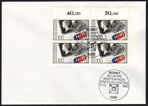1479 - 150 ans Timbres, Eckrand-Vbl. en haut à droite FDC ESSt Bonn