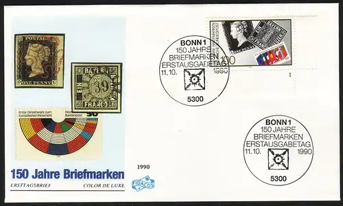 1479 - 150 Jahre Briefmarken, Ecke FN 1 auf FIDACOS-FDC ESSt