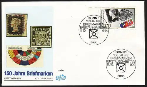 1479 - 150 Jahre Briefmarken, Ecke unten links FIDACOS-FDC ESSt