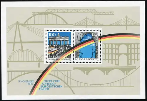 Block 22II Grenzöffnung mit MICHEL-PLF II langer gelber Strich im Rot, **