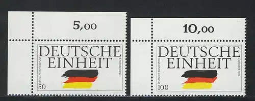 1477-1478 Deutsche Einheit 1990, Ecke o.l. Satz **