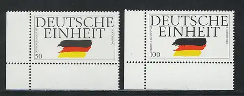 1477-1478 Deutsche Einheit 1990, Ecke u.l. Satz **