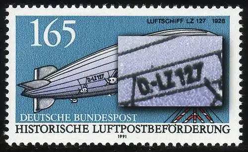 1525 Luftpost 165 Pf, PLF Punkt über D-LZ, Feld 13, **
