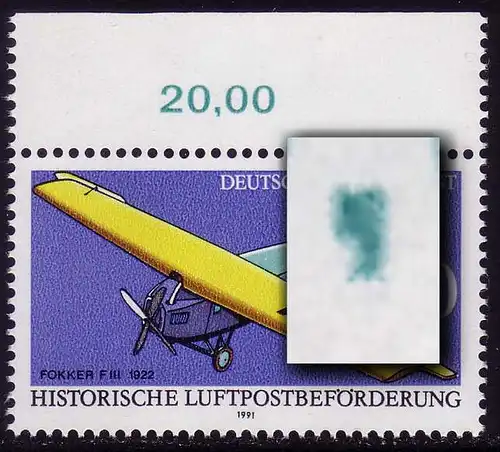 1524 Luftpost 100 Pf - Feld 2 mit OR: kurzes Komma, **