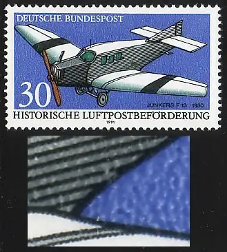 1522 Luftpost 30 Pf, PLF Linienbruch hinten, Feld 9 **