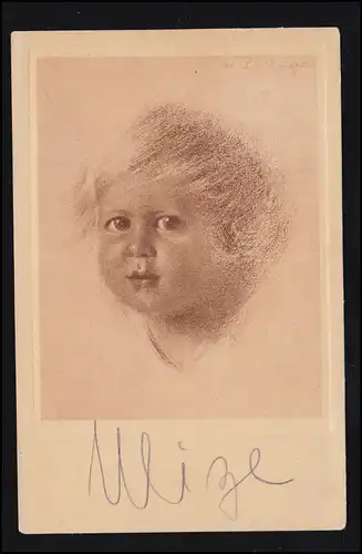 AK Walter Schachinger: dessin à la roulette tête d'enfant, inutilisé