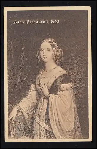 Artiste AK peinture des Argnes Bernauer 1435, STRAUBING vers 1912