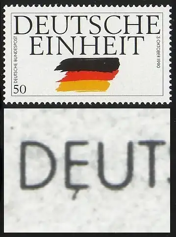 1477I Deutsche Einheit 50 Pf - PLF I: 1 Strich am E in DEUTSCHE, Feld 24, **