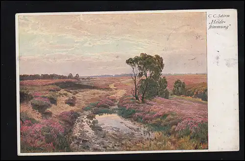 Künstler-AK C.C. Schirm: Heidestimmung, Meissner & Buch Leipzig, 18.7.1921