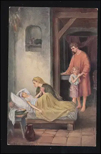 AK Artiste: Paul Bender: Famille au lit d'hôpital, maison d 'édition H.K. & Co., non utilisée