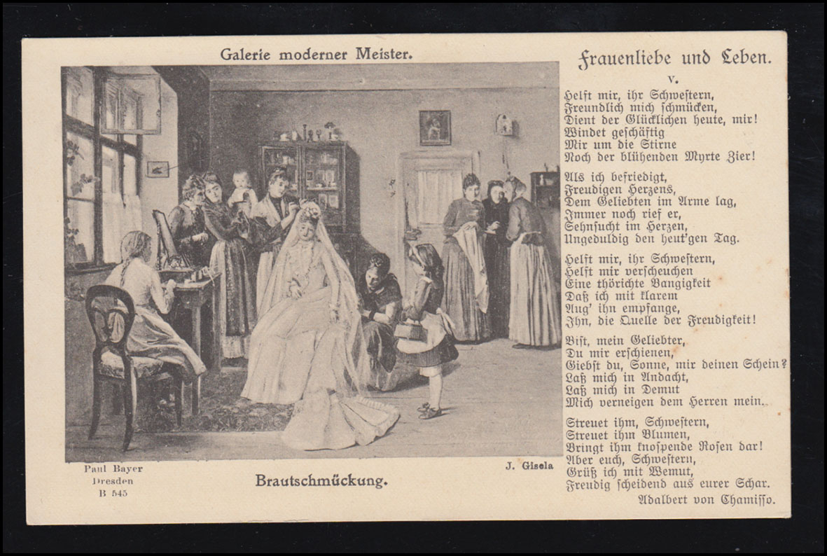 Kunstler Ak J Gisela Brautschmuckung Mit Gedicht Frauenlieb Und Leben Nr 438079 Oldthing Ansichtskarten Kunstler Unsortiert