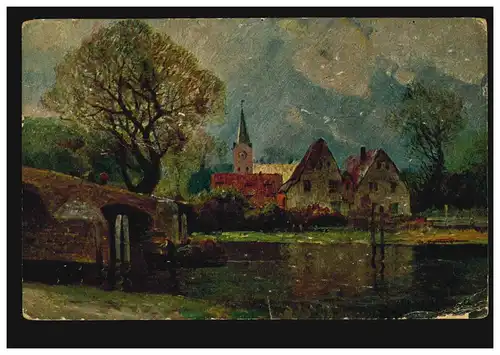 Künstler-AK G.M. Meinzolt: Gewitterregen, Degi-Ölkunst, OSTHOFEN 23.9.1921