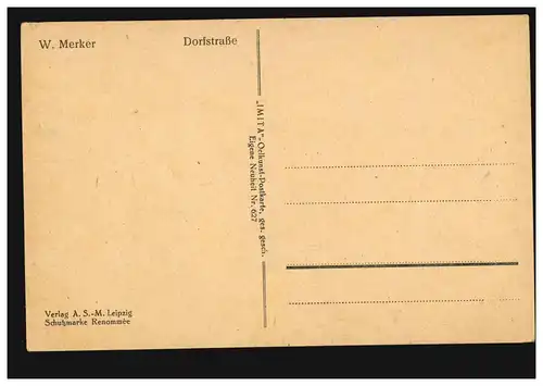 Artiste-AK W. Merker Art pétrolier, route du village, inutilisé