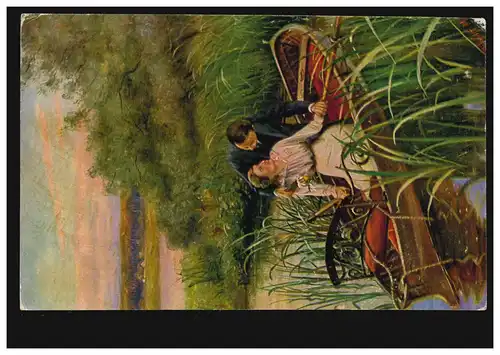 Künstler-AK H. Wolff: Kahnpartie, Ölkunst P.F.B., ungebraucht