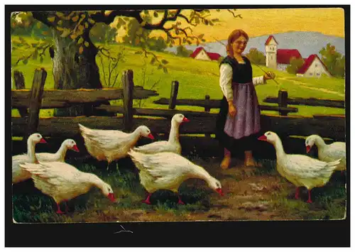 Künstler-AK W. Hoy: Gänseliesel, Degi-Ölkunst, ungebraucht