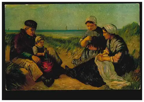 Künstler-AK E. Arzt: Feierabend, Imita Ölkunst, Verlag A.S.-M. Leipzig, ungebr.