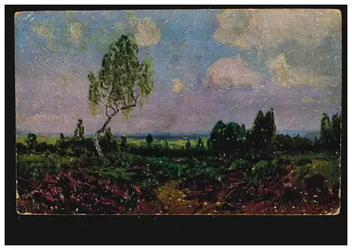 Künstler-AK Erpaco-Ölkunst: Heidelandschaft REGENSBURG-STADTAMHOF 17.7.25