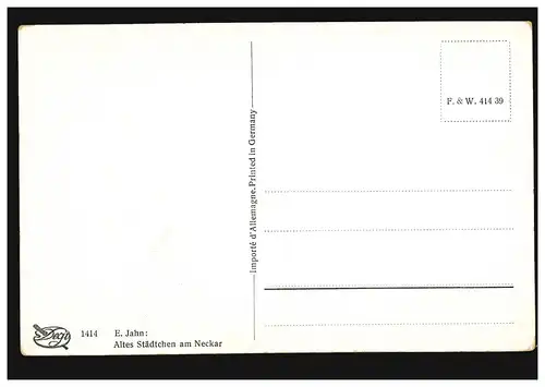 Künstler-AK E. Jahn: Altes Städtchen am Neckar, Degi-Ölkunst, ungebraucht