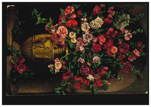 Künstler-AK Prof. Ölkunst Schachinger Blumenmotiv Malven, ungebraucht