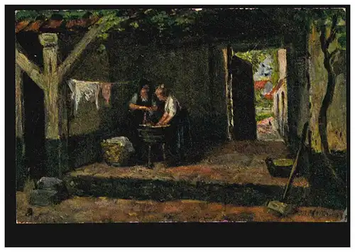 AK Artiste John Heyermans: Arts pétroliers Fermes Mère Aide,BÜNDE 17.1.1905