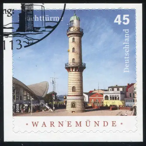 2876 Leuchtturm Warnemünde SELBSTKLEBEND auf neutraler Folie, O