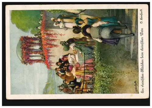 Künstler-AK Herfurth: Ein rheinisches Mädchen beim rheinsichen Wein, ungebraucht