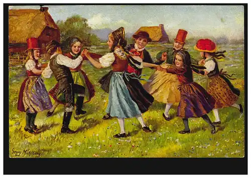 Künstler-AK G. Mühlberg: Ringelreihen im Schwarzwald, TRIBERG 23.8.1933