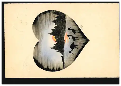 AK Paysage en forme de cœur avec des côlons, OTROCOVICE 1937