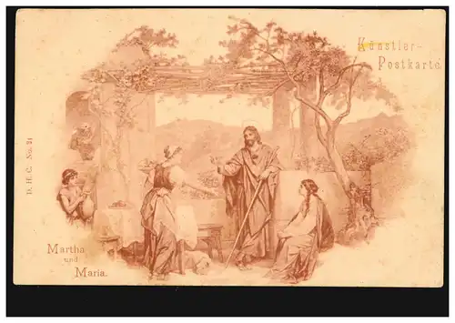 AK Artiste Martha et Marie rencontrent le Christ, édition D.H.C., inutilisé