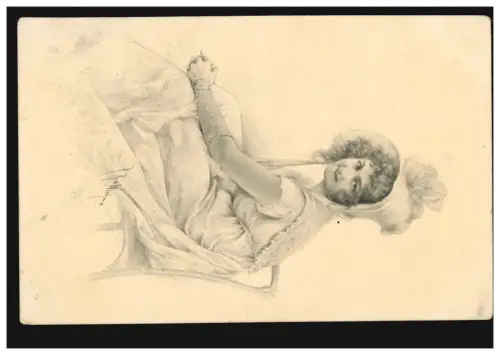 Künstler-AK Wichera: Frau im Biedermeier-Kleid mit Hut, NÜRNBERG 1907
