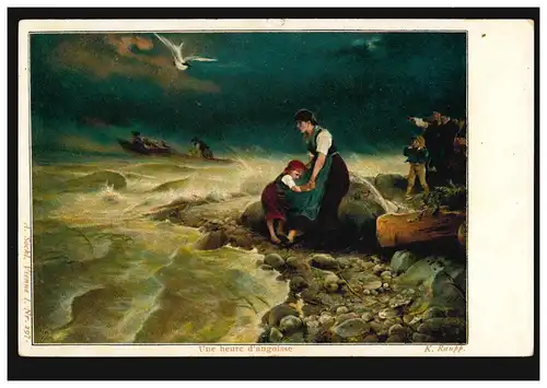 Künstler-AK Karl Raupp: Warten am rauen Meer - Eine bange Stunde, ungebraucht