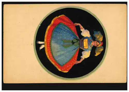 AK Artiste Art moderne St. Bender: femme en costume avec jupe rouge, inutilisé