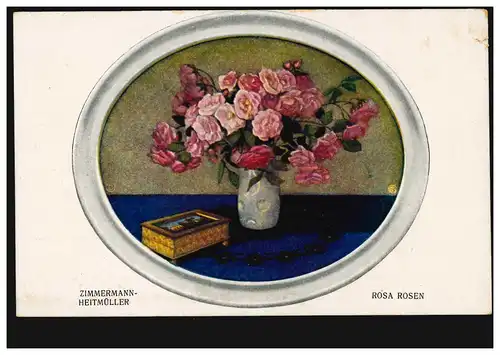 Artiste-AK Zimmermann-Heitmüller: Rosen, Editeur Teubner Leipzig, inutilisé