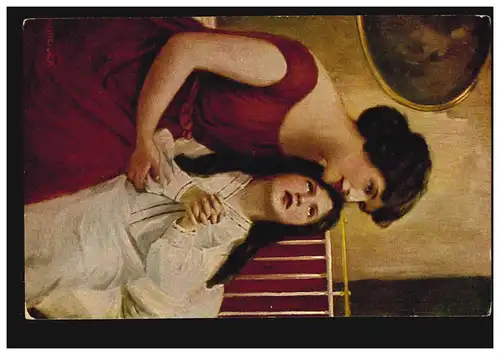 Künstler-AK E. Schneider: Mutter mit Tochter Abendgebet, Degi-Ölkunst ungebr.