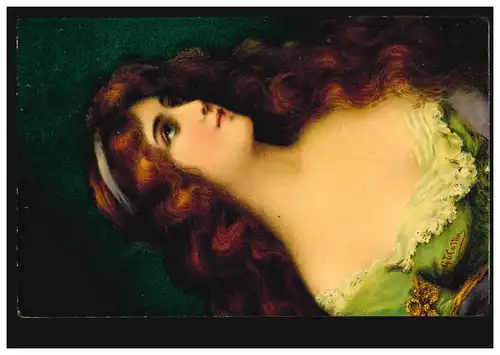 Künstler-AK Collin: Frauenportrait, aus CHEMNITZ 27.7.06 nach ZWICKAU 28.7.1906