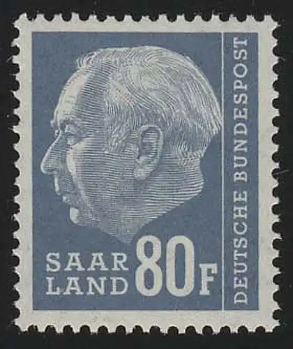 Saarland 424 Heuss 80 Fr 1957, **