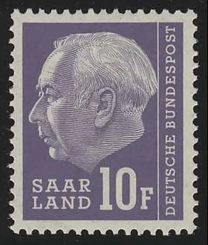 Saarland 413 Heuss 10 Fr 1957, **