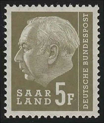 Sarre 411 Heuss 5 Fr 1957, **