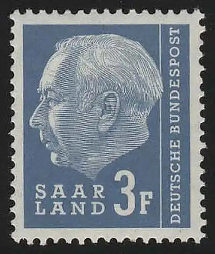 Saarland 410 Heuss 3 Fr 1957, **