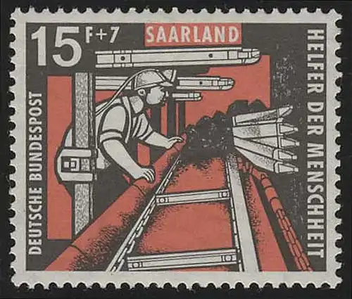 Saarland 406 Wohlfahrt Kohlebergbau 15 Fr 1957, **