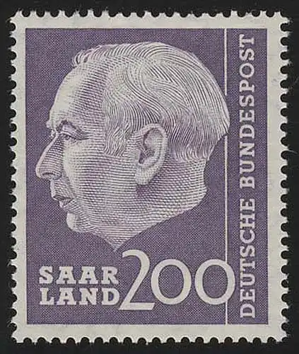 Saarland 399 Heuss 200 (Fr) 1957, **