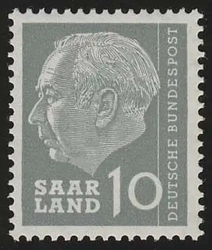 Saarland 386 Heuss 10 (Fr) 1957, **